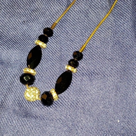 Nine West Black and Rhinestone Necklace - Picture 2 of 6